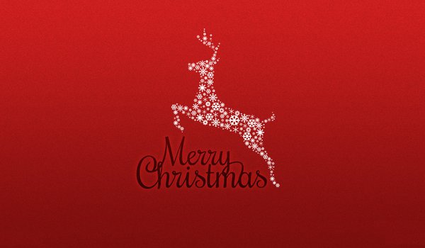 Обои на рабочий стол: merry christmas, красный, минимализм, новый год, олень, праздники, рождество, фон