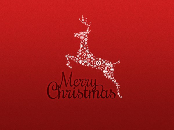 merry christmas, красный, минимализм, новый год, олень, праздники, рождество, фон