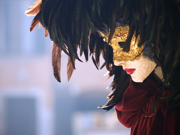 венеция, карнавал, маска, перья