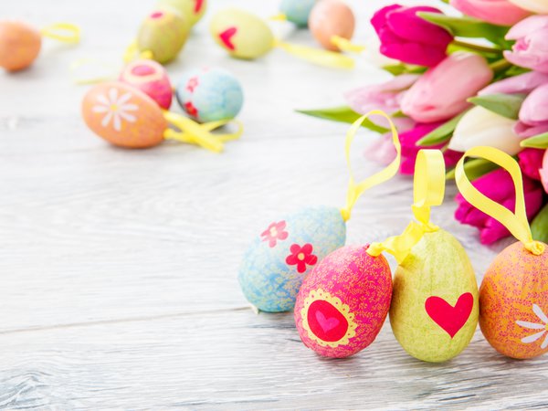 Easter, пасха, тюльпаны, цветы, яйца