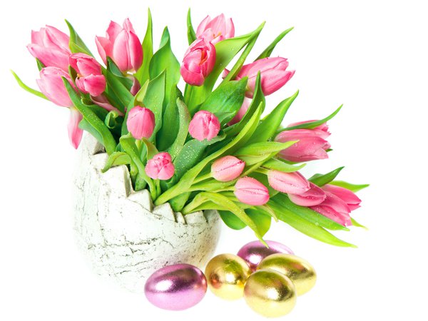 Easter, ваза, пасха, тюльпаны, яйца