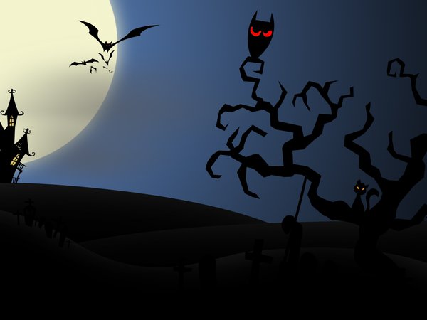 bats, creepy, evil cat, full moon, halloween, horror, house, midnight, owl, scary, vector art, векторную графику, дома, жутко, злой кот, летучие мыши, полная луна, полночь, сова, страшно, ужас, хэллоуин