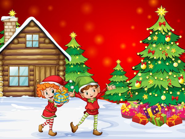 art, boy, children, christmas, Christmas Customs, christmas tree, gifts, girl, happiness, house, kids, new year, snow, vector, вектор, девочка, дети, дома, искусство, мальчик, новогодняя елка, новый год, подарки, рождество, Рождество обычаи, снег, счастье