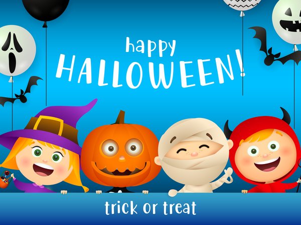 halloween, Happy Halloween, дети, Дети в масках монстров, радость, хеллоуин