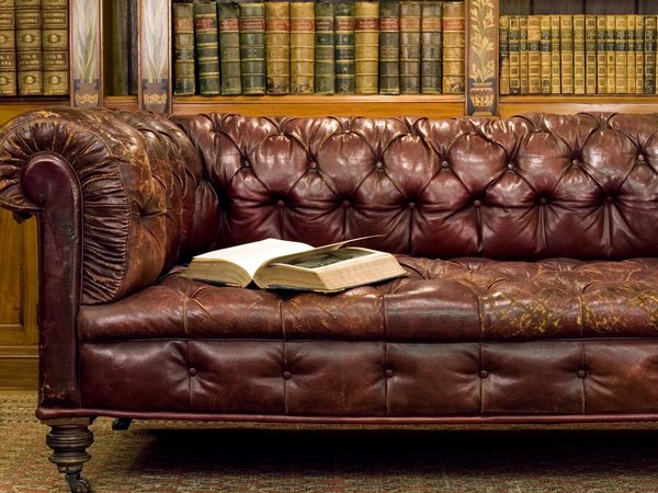 антиквариат, библиотека, диван, книга, книги, старина, стиль