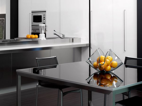 апельсины, дизайн, интерьер, квартира, комната, кухня, серый, стиль, фрукты