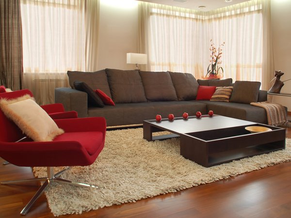 диван, дизайн, интерьер, квартира, комната, красный, кресло, стиль