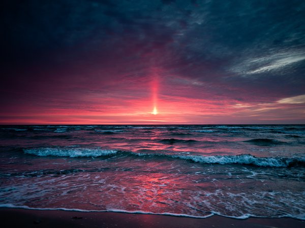 sunset, закат, море, небо