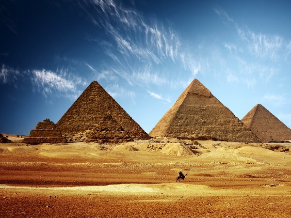 египет, небо, песок, пирамиды