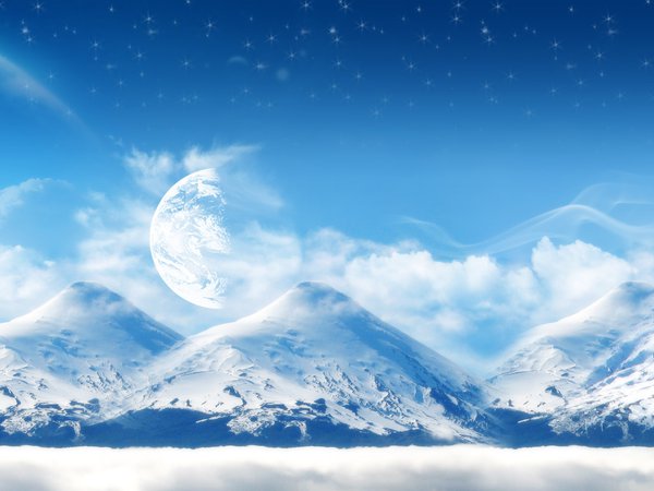 горы, планеты, снег