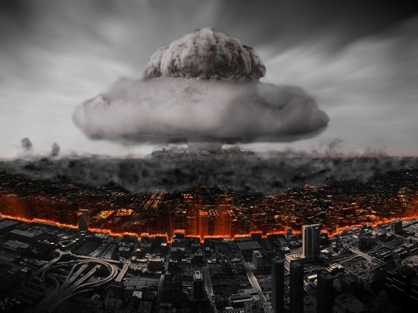 atomic bomb, город, разрушение, ядерный взрыв