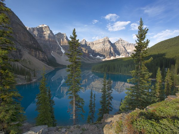 Banff National Park, canada, Moraine Lake, Valley of the Ten Peaks, Банф, горы, деревья, долина Десяти пиков, канада, лес, Озеро Морейн