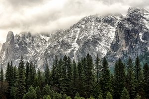 Обои на рабочий стол: State California, usa, Yosemite National Park, горы, зима, лес, Национальный парк Йосемити, сша, Штат Калифорния