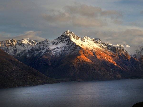 New Zealand, Queenstown, Walter Peak, горы, зима, озеро, снег