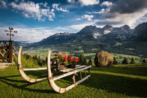 Обои на рабочий стол: австрия, Альпы, горы, декорация, камень, луга, пейзаж, природа, сани, Тироль, флюгер, цветы