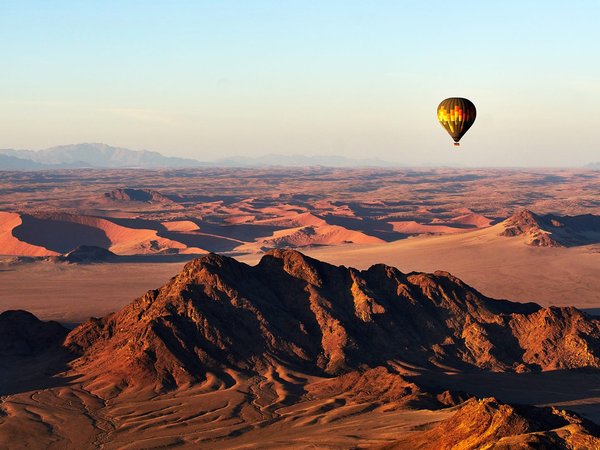 africa, Ballooning, desert, landscape, mountain, view