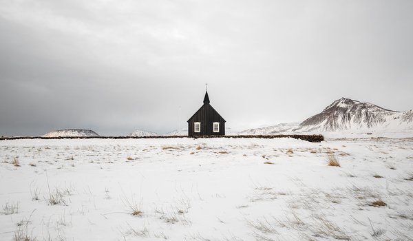 Обои на рабочий стол: Budir Church, Búðir, iceland, WEST