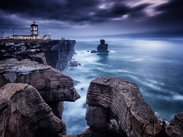 Cape Carvoeiro, Lighthouse, Peniche, Portugal, seascape