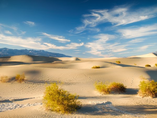 california, Death Valley, дюны, калифорния, небо, облака, песок, сша