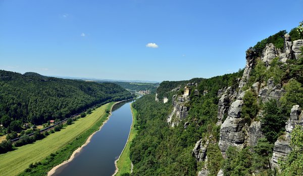 Обои на рабочий стол: Elbsandsteingebirge, германия, река, Эльба, Эльбские Песчаниковые горы