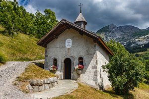 Обои на рабочий стол: горы, Савойя, франция, часовня