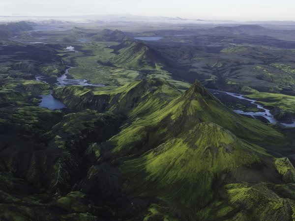 горы, долина, исландия, реки