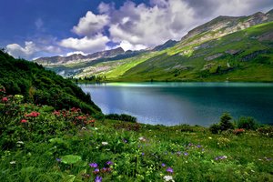 Обои на рабочий стол: Engstlen Lake, горы, озеро, швейцария