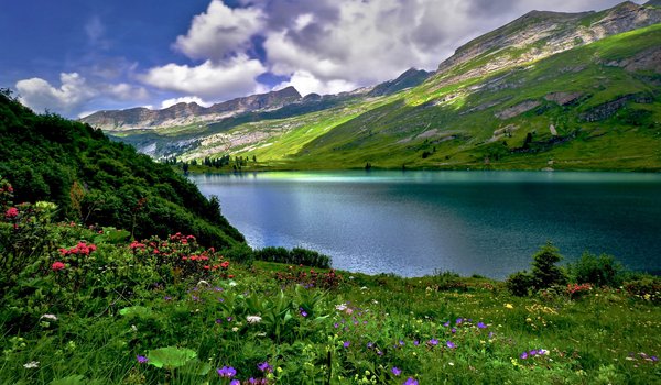 Обои на рабочий стол: Engstlen Lake, горы, озеро, швейцария