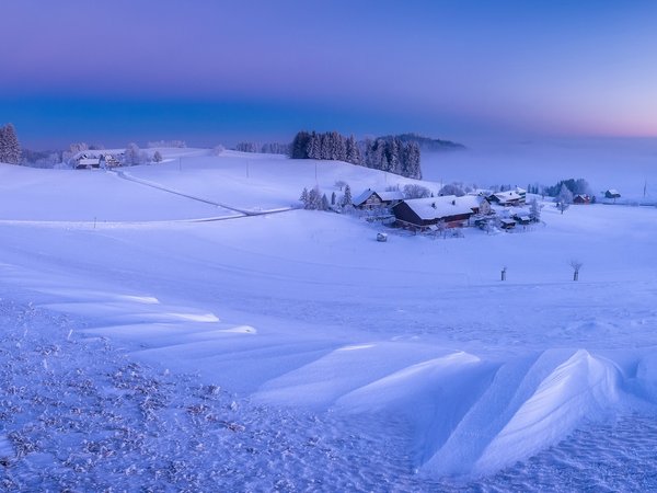 горы, зима, снег