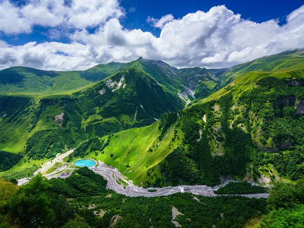 Gudauri, Mtskheta-Mtianeti, горы, Грузия, небо, облака