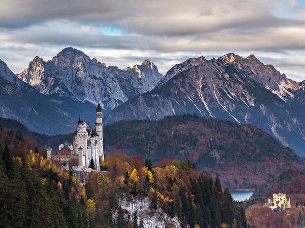 Ioan Ovidiu Lazar, Альпы, бавария, германия, горы, замок, нойшванштайн, осень, пейзаж, природа, скалы