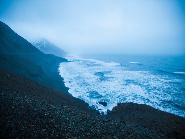 берег, горы, исландия