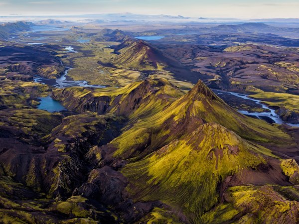 горы, долина, исландия, озёра, реки