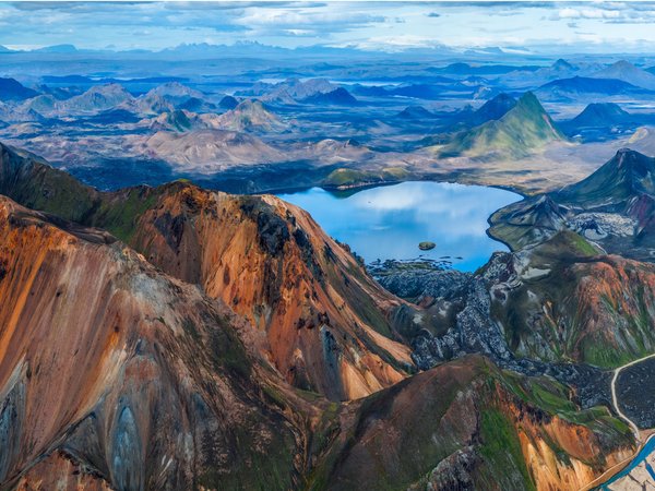 Landmannalaugar, горы, исландия, озеро, скалы