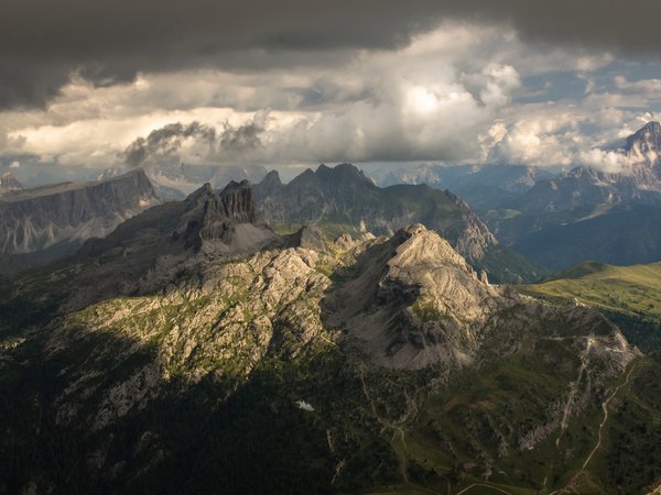 Dolomites, горы, италия, облака