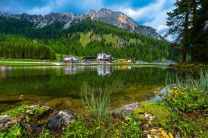 Обои на рабочий стол: Misurinasee, горы, италия, озеро, пейзаж