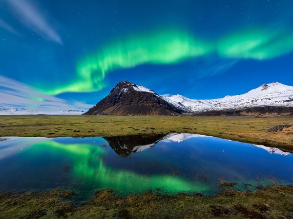 Auster-Skaftafellssysla, iceland, Kalfafellsstadhur, исландия, северное сияние