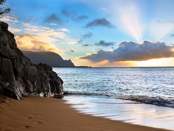 hawaii, Kauai, океан, побережье, скалы