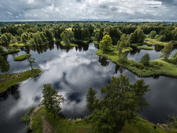 Birzai, Kirkilai, Lithuania, Биржай, деревья, Киркилайские озёра, лес, Литва, озёра, панорама