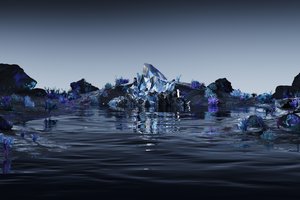 Обои на рабочий стол: blue, crystal, landscape, midnight, nature, reflection, surreal, water