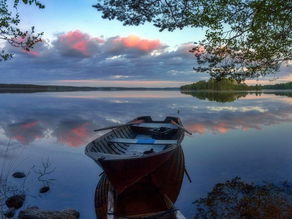 лодка, озеро, Финляндия