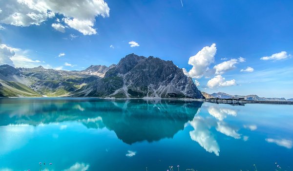 Обои на рабочий стол: alps, Austria, Lüner Lake, Lünersee, австрия, Альпы, горы, озеро, Озеро Люнерзе, отражение
