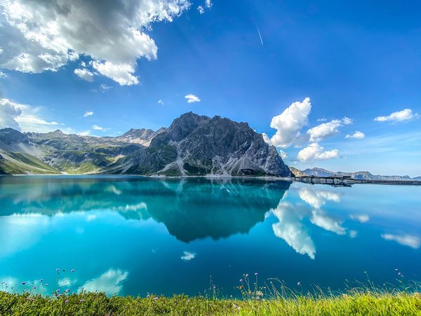 alps, Austria, Lüner Lake, Lünersee, австрия, Альпы, горы, озеро, Озеро Люнерзе, отражение
