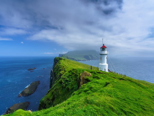 Faroe islands, Holmur Lighthouse, Mykines, маяк, океан, острова