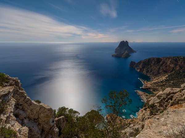 Balearic Sea, Ibiza, spain, Балеарское море, водная гладь, Ивиса, испания, море, скалы