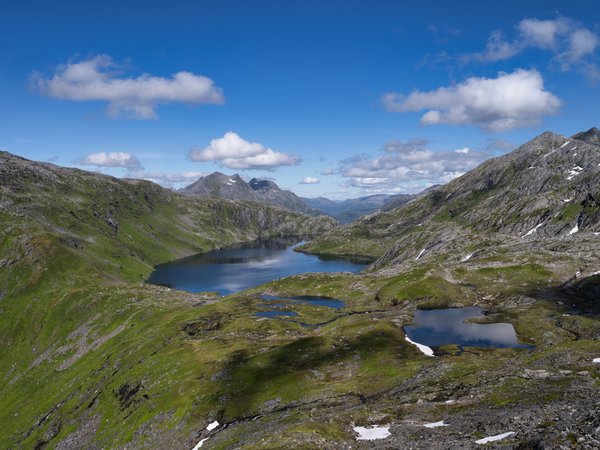 Nordland, горы, Лофотенские острова, норвегия, озеро