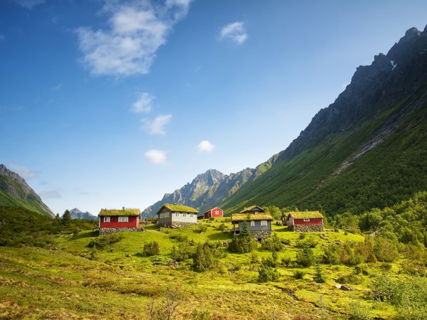 Kolas, norway, горы, дома, норвегия, фото