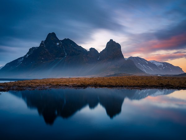 Eystrahorn, гора, исландия, озеро, отражение