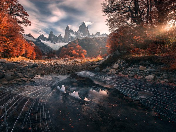 горы, осень, отражения, Патагония