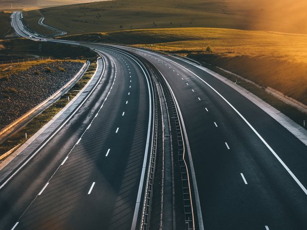 evening, field, highway, landscape, nature, road, route, sunset, вечер, дорога, закат, пейзаж, поле, природа, трасса, шоссе